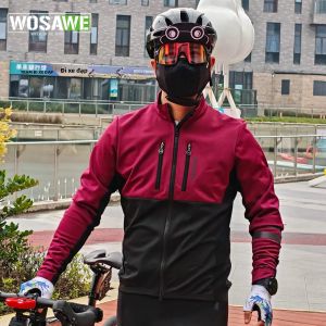 WOSAWE Nam Mùa Đông Giữ Nhiệt Đi Xe Đạp Áo Chống Gió Chống Thấm Nước Đêm Phản Quang Thoáng Khí Nhanh Khô MTB Xe Đạp Đường Bộ Áo Khoác