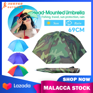 Foldable Head Umbrella Hat 69CM/77CM Outdoor Fishing Sun Shade Camping Waterproof Headwear Cap Beach Drawstring Umbrella Hat