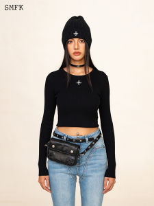 SMFK | Cross Pattern Ribbed Knitted Sweater