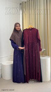 Gamis ZOYA MOM Plus jilbab | motif by salamah | size S M L XL XXL | by Salamah Grosir Solo