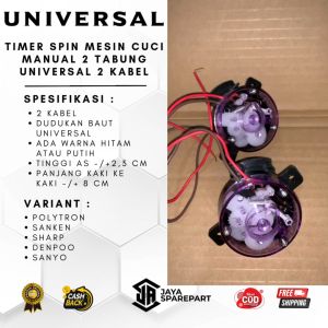 TIMER PENGERING - TIMER SPIN MESIN CUCI MANUAL 2 TABUNG UNIVERSAL 2 KABEL