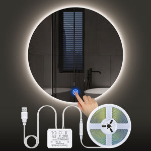 USB 5V COB LED Strip Vanity Lights Makeup Mirror Bathroom Dressing Table Backlight Lighting Touch Sensor Dimmable Mirror Light