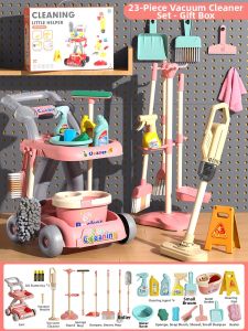 XIDIQI | Housekeeping Game Toy Cleaning Cart for 3-6 Years Kids
