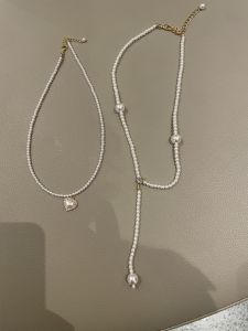 Jinmuke Simple Pearl Necklace Collarbone Chain Versatile Heart Shaped Jewelry Accessory New Arrival Fashionable Trendy