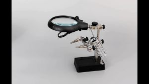 TE-801 3.5X-12X Magnifying Soldering Iron Stand Lens with Aid Hand Clip LED Light Electronic Inspection and Repair Magnifying Glass Desktop for Jewelry Desktop Magnifying Glass Welding Magnifying Glass