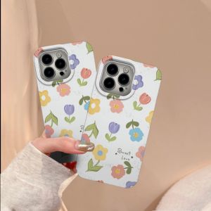For iPhone 14 Pro max tulip flower ins Trendy shell 13 12 11 15 8plus 7plus iPhone Case XR X Xs Max 11pro