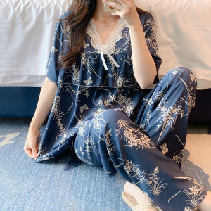 KASIHAN | Summer Lightweight Short Sleeve Loose Breathable Cooling Floral Outdoor Wearable Pajama Set