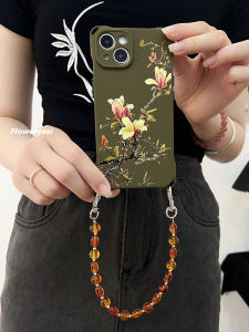 Chinoiserie Peony  16Promax Phone Case with Lanyard Single Shoulder Slant Cross Full Cover for 14Pro Huawei Pura70 Handheld Vivox200 Art Xiaomi 15