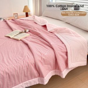 BEIPIN | Check Design Cotton Summer Blanket