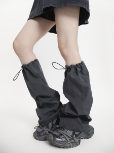 Adjustable Double Drawstring Waterproof Leggings Socks Womens Trendy Sporty Style Summer Thin Material Pure Color WCH24