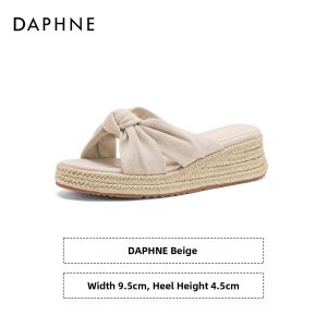 Daphne | Slope Heel Thick Sole Soft Insole Height Increasing French Style Slippers