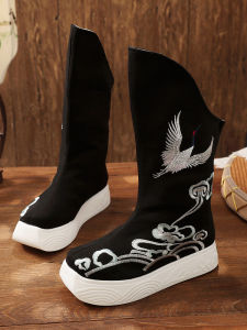 Giày Bốt Nam Hanfu Cổ Điển Mùa Thu Năm 2021 Đế Dày Bằng Vải Cotton Đế Cao Su Mũi Tròn