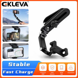 EKLEVA Universal Car Rearview Mirror Phone Holder 720 Degree Rotation Car Phone Holder Mount Stand For Dash Cam Smartphone Bracket