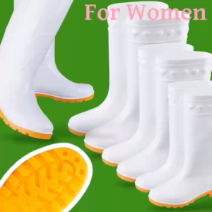 BINLU White High Cut Rain Boots for Women Waterproof Anti Slip Non Slip Thick Sole Heavy Duty Durable Rain Shoes Waterproof Boots Rainy Season Footwear Flood Resistant Outdoor Commute Boots 27CM Manila Stock Philippines