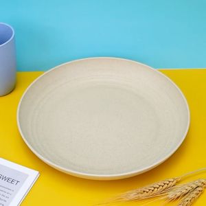 20/25cm Piring Makan Saji Bulat Gandum Wheat Straw Piring Snack Bahan Jerami Gandum Tahan Banting