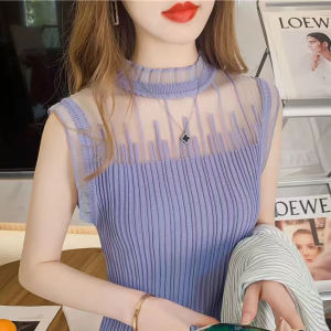 Fashionable Strapless Lace Vest Womens Sleeveless Base Shirt Hollow out Design Summer New Style Loose Fit Solid Color