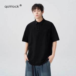 American Style Solid Color Polo Shirt Short Sleeve Men Summer Trendy Loose Versatile T-Shirt Retro Cleanfit Half Sleeve Top