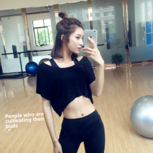 Fitness Womens Casual Running Loose Short-Sleeved T-shirt Short Midriff Outfit Blouse Color Yoga Clothes Sports