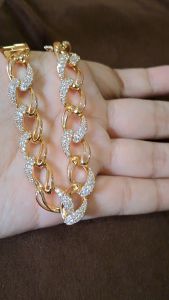 Gelang Wanita Rantai Berlapis Berlian Titanium 22 K (emas)