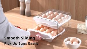 Z-Gadget⚡32 Grid Double Layer Egg Storage Container Stackable with Drawer Egg Holder Box Organizer Kotak Simpan Telur鸡蛋盒