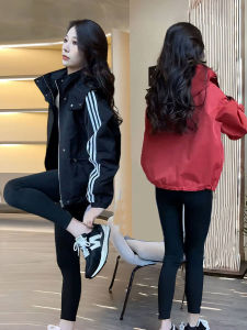 Womens Casual Cotton-Padded Jacket Autumn Winter New Style Fashionable Small Size Zipper Pocket Design Commute Style Coat