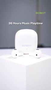 TWS ROBOT Airbuds T60 Wireless Earphone Airbuds Original Headset Bluetooth 5.3 Playtime 36jam IPX4 - HITAM