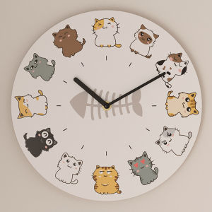 Creative Pet Hospital Cat Themed Silent Art Clock for Childrens Room Early Education Bedroom Decorative Wall Clock