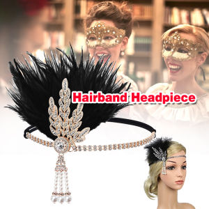 Hairband Headpiece Bulu Flapper Pesta / Mahkota Flapper Bulu