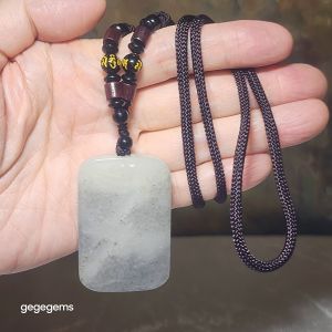 Gegegems premium Nephrite good greasiness black and white Qinghua Wu Shi Pai natural landscape pattern pendant (with certificate)