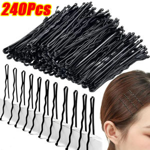 240PCS Black Bobby Pins for Women Girls Invisible Flat Wavy Shape Hairpin Secure Hold Bobby Pins Clips Hairstyle Styling Metal Hair Grip