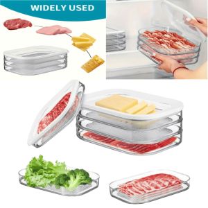 Meat Container for Fridge Bacon Lunch Meat Container for Refrigerator Meal Prep Containers Stackable Food Storage Boxes with Lid