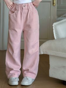 Girls Cotton Straight Leg Casual Pants Spring Autumn Fashionable Childrens Clothing Long Trousers Trendy Kids Outfit