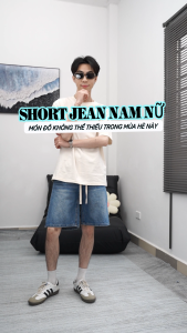 Quần jean short basic ống rộng S2 WASH XANH NHẠTdành cho cả nam và nữ mặc thoải mái dễ phối đồ