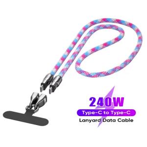 Cáp Dữ Liệu Di Động 240W Kèm Dây Đeo Điện Thoại Sạc Nhanh 5A Type-C To Type-C Dành Cho Huawei Samsung iPhone Xiaomi - Cáp Sạc Bền Bỉ