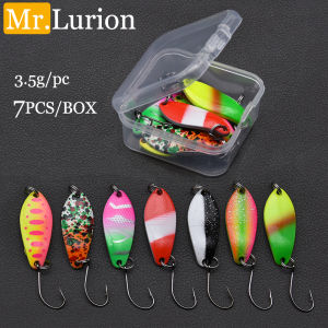 MrLurion 2.5g 3.5g 4g Colorful Metal Jig Spoon Spinner Fishing Lure Wobbler Bait Set with Fishing Tackle Box Kit For bass trout