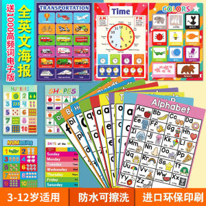 Childrens English Poster Wall Stickers Natural Phonics Sound Learning Teaching Aids High Frequency Word Picture Cards