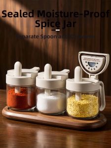 youqin | Kitchen Home Spoon-separated Glass Spice Box