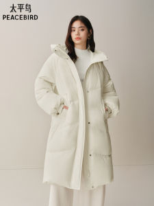 Peacebird Womens Long Jacket Duck down Coat Warmth Bread Style 90 White Duck Feather Outerwear Winter Commute Fashion