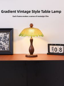YOULIMEIJIA | French Retro Wooden Antique Style Bedside Lamp