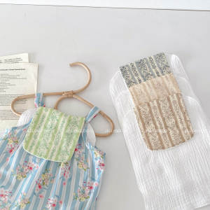 French Ins Vintage Floral Baby Sweat Absorbent Towel Children Sweat Proof Towel Toddler Class Pad Back Towel Soft Pure Cotton