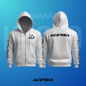 Hoodie Sweater Jaket Jumper HSCLO ACERBIS WHITE ZIPPER HOODIE Bahan Fleece Jaket Lengan Panjang Ukuran Jumbo Big Size XS S M L XL XXL 3XL 4XL 5XL