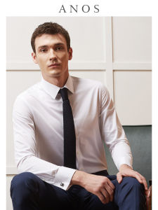 Anos French Shirt Mens Long Sleeves Business Formal Wear Classy Suit Bridegroom Wedding Wedding Cufflinks Men White Shirt