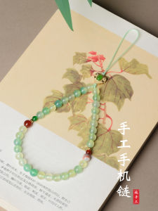 Delicate Green Agate Phone Strap Wristband Style Anti-Loss Chinese New Style Mobile Phone Lanyard Fresh Apple Design 2025 New Model