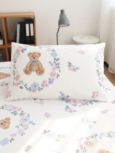 Thickened Pure Cotton Pillowcase Home Use Large Size Single Person Pillow Core Cover Flower Ring Bear Design Bedding Accessories