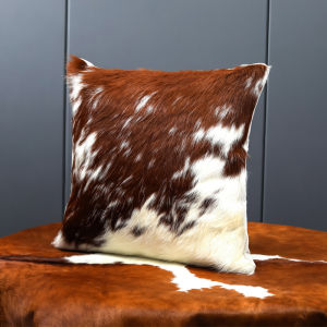 Top Layer Cowhide Pillow Luxury Sofa Living Room Square Fur Pillow Integrated Leatherette Couch Cushion High Elastic Cotton