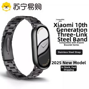 New High-End Ceramic Stainless Steel Smart Watch Band for Xiaomi Band 10 Sports Fitness Tracker Womens Replacement Milanese Loop