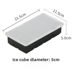 Food Grade Silicone Ice Cube Whiskey Large Square Ice Tray with Lid Cocktail Ice Ball Model Kitchen Cooking Utensils Ice Mold