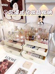 Cosmetics storage box dresser makeup table lipstick shelf desktop perfume storage box skin care product finishing box transparent and dustproof large-capacity storage rack