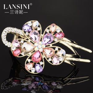 Elegant Crystal Metal Hair Claw Womens Fashion Mom Back of Head Bun Hair Clip Diamond Duckbill Hair Clip Stylish Hair Accessory