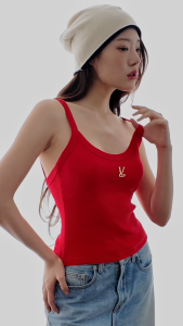 Vaguebkk - No Sweat Tank with Charm - Red เสื้อกล้าม ผ้าร่องยืด สีแดง